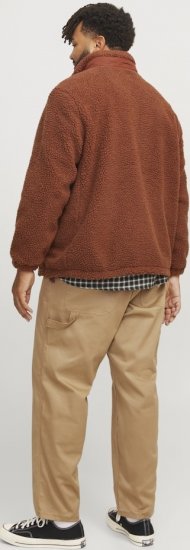 Jack & Jones ESTERBRO High Collar Teddy Jacket Brandy Brown - Bundy - Bundy Nadmerné Veľkosti 2XL-8XL