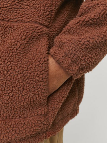 Jack & Jones ESTERBRO High Collar Teddy Jacket Brandy Brown - Bundy - Bundy Nadmerné Veľkosti 2XL-8XL