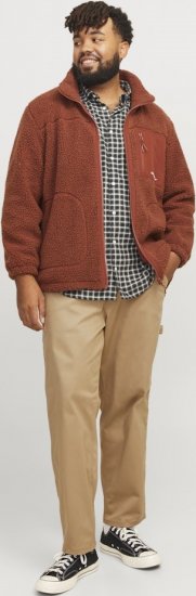 Jack & Jones ESTERBRO High Collar Teddy Jacket Brandy Brown - Bundy - Bundy Nadmerné Veľkosti 2XL-8XL
