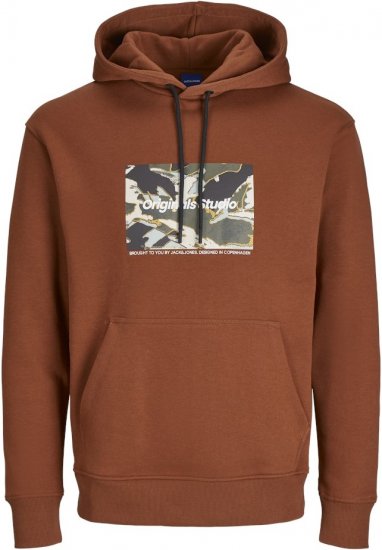 Jack & Jones ESTERBRO Hoodie Brandy Brown - Mikiny & Mikiny bez kapucne - Mikiny & Mikiny s Kapucňou 2XL-12XL