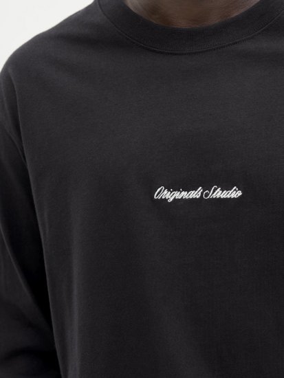 Jack & Jones Norrebro Crew Neck Long Sleeve T-Shirt Black - Tričká - Nadrozmerné tričká - 2XL-14XL