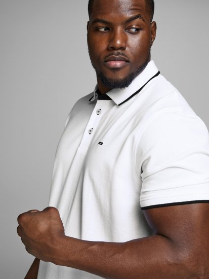 Jack & Jones PAULOS Short Sleeve Polo White/PS - Polokošele - Polokošele 2XL-8XL