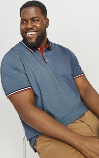 Jack & Jones PAULOS Short Sleeve Polo Denim Blue/PS - Polokošele - Polokošele 2XL-8XL