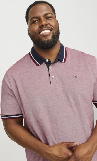 Jack & Jones PAULOS Short Sleeve Polo Rio Red/PS - Polokošele - Polokošele 2XL-8XL