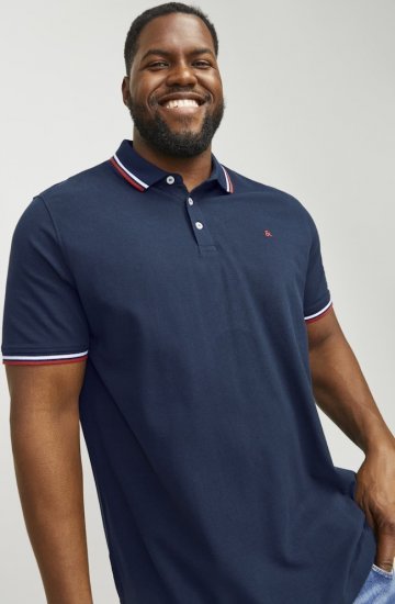 Jack & Jones PAULOS Short Sleeve Polo Navy Blazer - Polokošele - Polokošele 2XL-8XL
