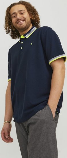 Jack & Jones PAULOS Short Sleeve Polo Dark Navy/NEON - Polokošele - Polokošele 2XL-8XL