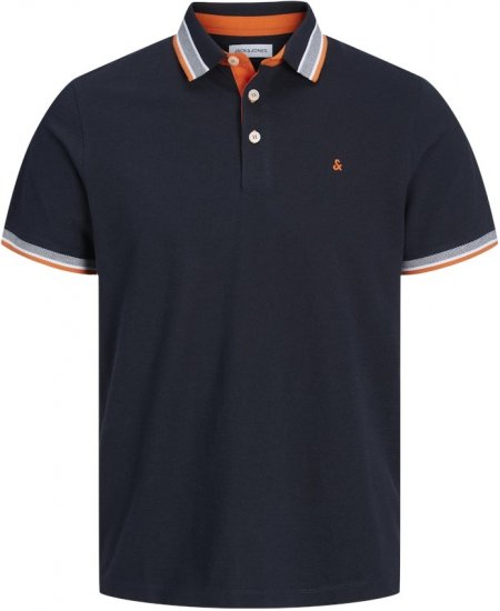 Jack & Jones PAULOS Short Sleeve Polo Black Navy/NEON - Polokošele - Polokošele 2XL-8XL