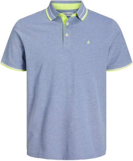 Jack & Jones PAULOS Short Sleeve Polo Light Blue/NEON - Polokošele - Polokošele 2XL-8XL