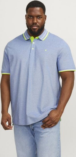Jack & Jones PAULOS Short Sleeve Polo Light Blue/NEON - Polokošele - Polokošele 2XL-8XL