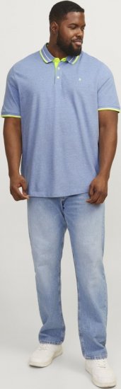 Jack & Jones PAULOS Short Sleeve Polo Light Blue/NEON - Polokošele - Polokošele 2XL-8XL