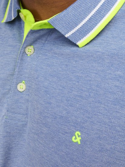 Jack & Jones PAULOS Short Sleeve Polo Light Blue/NEON - Polokošele - Polokošele 2XL-8XL