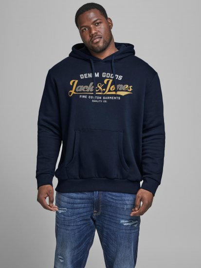 Jack & Jones Elogo Sweat Hood Navy Blazer - Mikiny & mikiny bez kapucne - Mikiny & Mikiny s Kapucňou 2XL-12XL