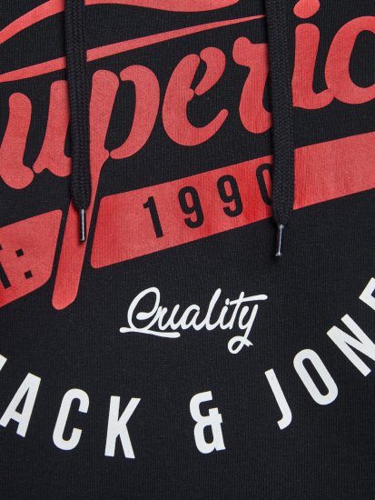 Jack & Jones Elogo Sweat Hood Black - Mikiny & mikiny bez kapucne - Mikiny & Mikiny s Kapucňou 2XL-12XL