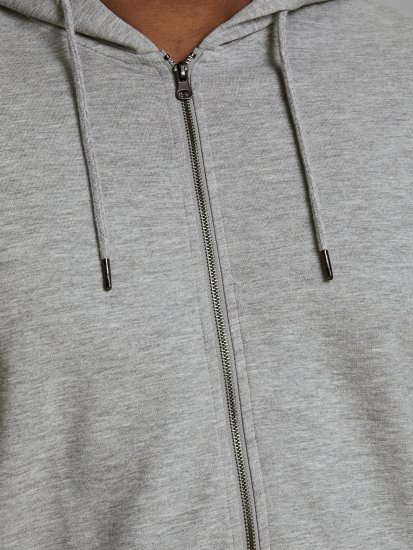 Jack & Jones Basic Sweat Zip Hood Light Grey Melange - Mikiny & mikiny bez kapucne - Mikiny & Mikiny s Kapucňou 2XL-12XL