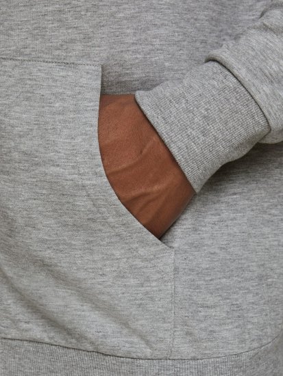Jack & Jones Basic Sweat Zip Hood Light Grey Melange - Mikiny & mikiny bez kapucne - Mikiny & Mikiny s Kapucňou 2XL-12XL
