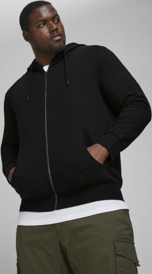Jack & Jones Basic Sweat Zip Hood Black - Mikiny & mikiny bez kapucne - Mikiny & Mikiny s Kapucňou 2XL-12XL