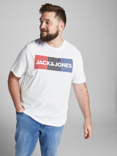 Jack & Jones JJECORP Logo Play T-Shirt White - Tričká - Nadrozmerné tričká - 2XL-14XL