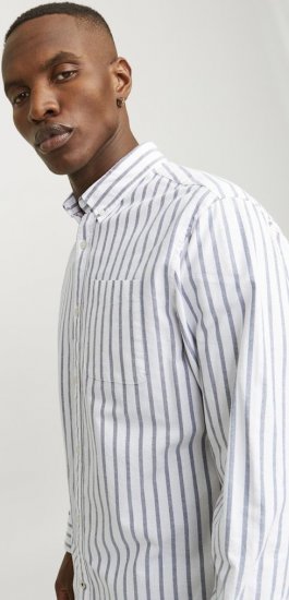 Jack & Jones OXFORD LS Shirt Striped Ensign Blue - Košele - Košele 2XL-10XL