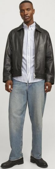 Jack & Jones OXFORD LS Shirt Striped Ensign Blue - Košele - Košele 2XL-10XL