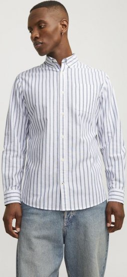 Jack & Jones OXFORD LS Shirt Striped Ensign Blue - Košele - Košele 2XL-10XL