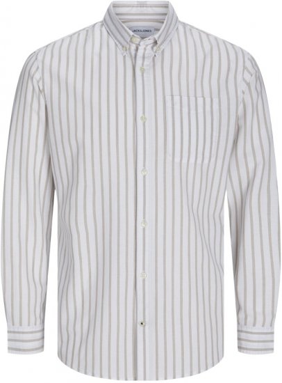 Jack & Jones OXFORD LS Shirt Striped White - Košele - Košele 2XL-10XL