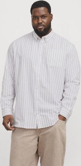 Jack & Jones OXFORD LS Shirt Striped White - Košele - Košele 2XL-10XL