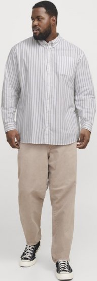 Jack & Jones OXFORD LS Shirt Striped White - Košele - Košele 2XL-10XL