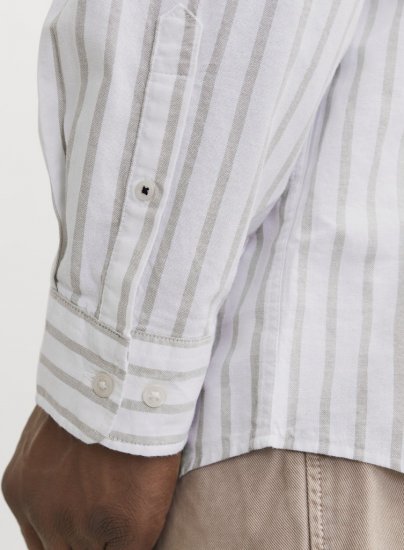 Jack & Jones OXFORD LS Shirt Striped White - Košele - Košele 2XL-10XL
