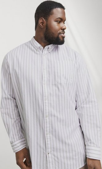 Jack & Jones OXFORD LS Shirt Striped White - Košele - Košele 2XL-10XL