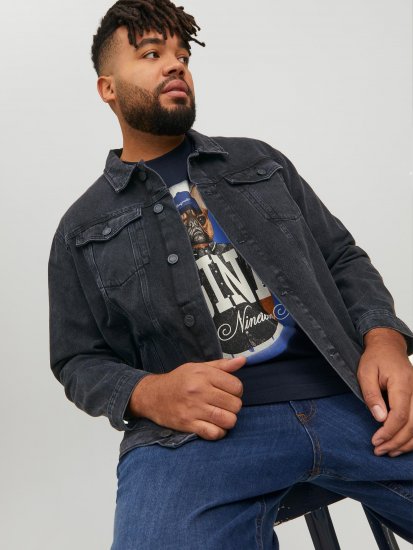 Jack & Jones JJIJEAN Denim Jacket Black Denim - Bundy - Bundy Nadmerné Veľkosti 2XL-8XL