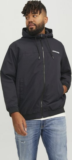 Jack & Jones RUSH SOLID Bomber Jacket with Hood Black - Bundy - Bundy Nadmerné Veľkosti 2XL-8XL
