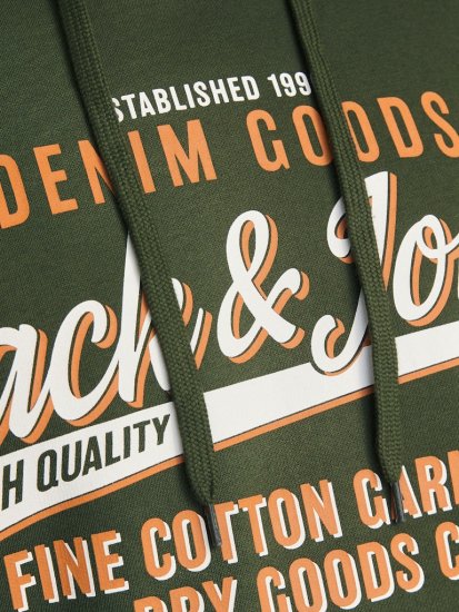 Jack & Jones 2 COL LOGO Hoodie Kombu Green - Mikiny & mikiny bez kapucne - Mikiny & Mikiny s Kapucňou 2XL-12XL