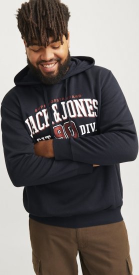 Jack & Jones 2 COL LOGO Hoodie Dark Navy - Mikiny & mikiny bez kapucne - Mikiny & Mikiny s Kapucňou 2XL-12XL
