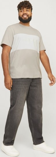 Jack & Jones LEGACY BLOCKING T-Shirt Beige - Tričká - Nadrozmerné tričká - 2XL-14XL