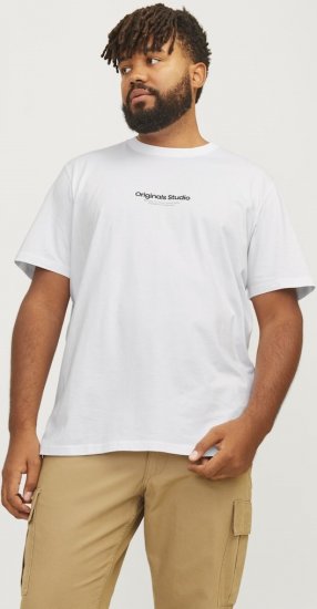 Jack & Jones ESTERBRO T-Shirt Bright White - Tričká - Nadrozmerné tričká - 2XL-14XL