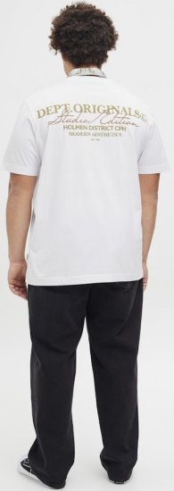 Jack & Jones Lington Crew Neck T-Shirt Bright White - Tričká - Nadrozmerné tričká - 2XL-14XL