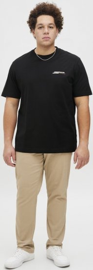 Jack & Jones Lington Crew Neck T-Shirt Black - Tričká - Nadrozmerné tričká - 2XL-14XL