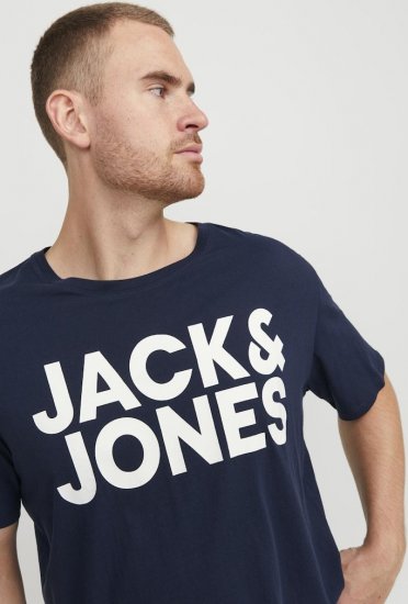 Jack & Jones CORP Logo T-Shirt Navy Blazer - Tričká - Nadrozmerné tričká - 2XL-14XL