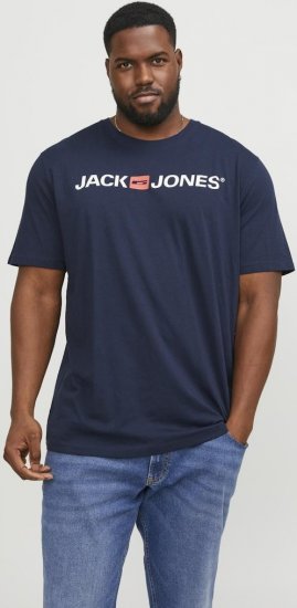 Jack & Jones Corp Logo Crew Neck T-Shirt Navy Blazer - Tričká - Nadrozmerné tričká - 2XL-14XL