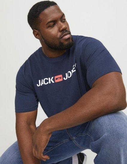 Jack & Jones Corp Logo Crew Neck T-Shirt Navy Blazer - Tričká - Nadrozmerné tričká - 2XL-14XL