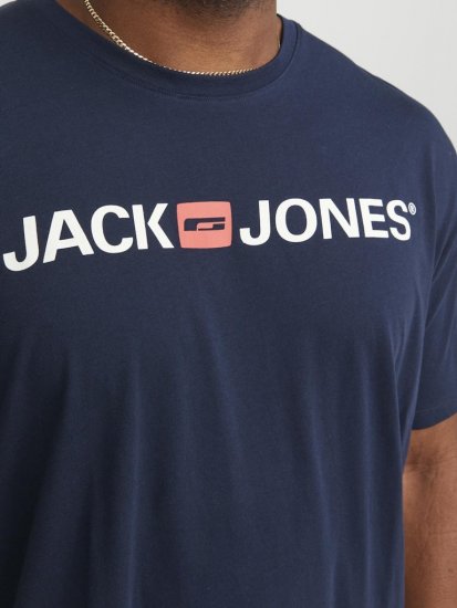 Jack & Jones Corp Logo Crew Neck T-Shirt Navy Blazer - Tričká - Nadrozmerné tričká - 2XL-14XL