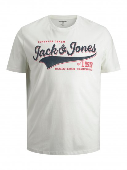 Jack & Jones JJELOGO TEE White - Tričká - Nadrozmerné tričká - 2XL-14XL