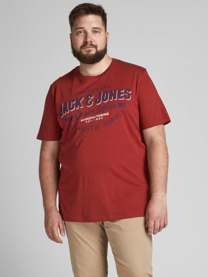Jack & Jones JJELOGO TEE Red - Tričká - Nadrozmerné tričká - 2XL-14XL