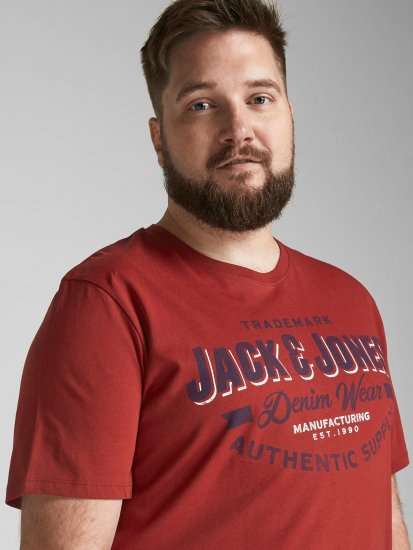 Jack & Jones JJELOGO TEE Red - Tričká - Nadrozmerné tričká - 2XL-14XL