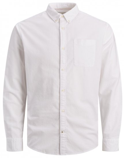 Jack & Jones OXFORD LS Shirt White - Košele - Košele 2XL-10XL