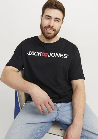 Jack & Jones Corp Logo Crew Neck T-Shirt Black - Tričká - Nadrozmerné tričká - 2XL-14XL