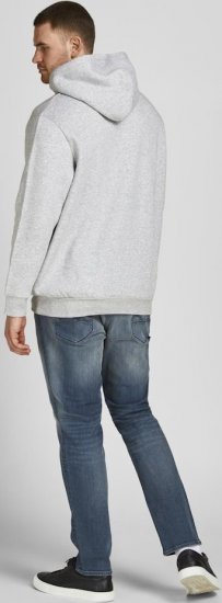 Jack & Jones CORP LOGO Large Print Hoodie Light Grey Melange - Mikiny & mikiny bez kapucne - Mikiny & Mikiny s Kapucňou 2XL-12XL