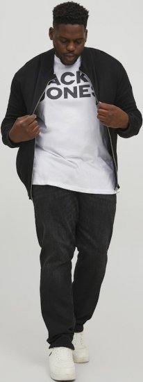 Jack & Jones CORP Logo T-Shirt White w Large Black Print - Tričká - Nadrozmerné tričká - 2XL-14XL