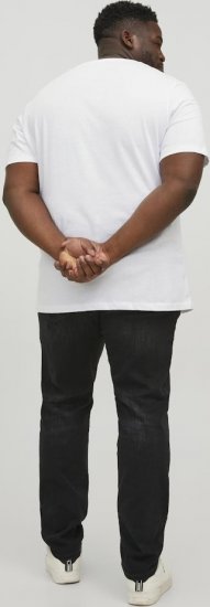 Jack & Jones CORP Logo T-Shirt White w Large Black Print - Tričká - Nadrozmerné tričká - 2XL-14XL
