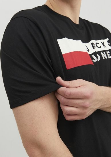 Jack & Jones CORP Logo T-Shirt Black/PLAY 4 - Tričká - Nadrozmerné tričká - 2XL-14XL